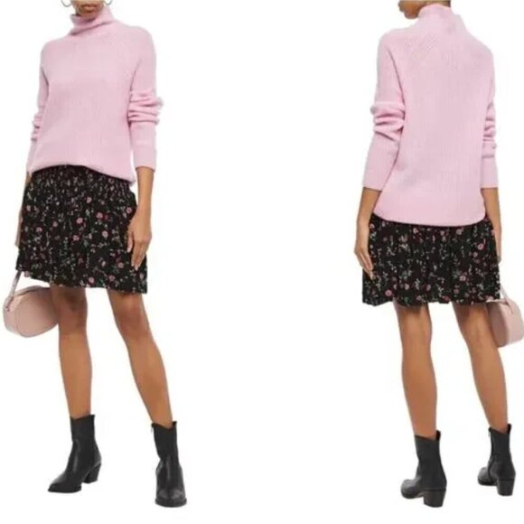 GANNI Black Elm Floral Print Ruffle High Waist Flowy Skirt Size 36 (US 4) - Picture 2 of 10